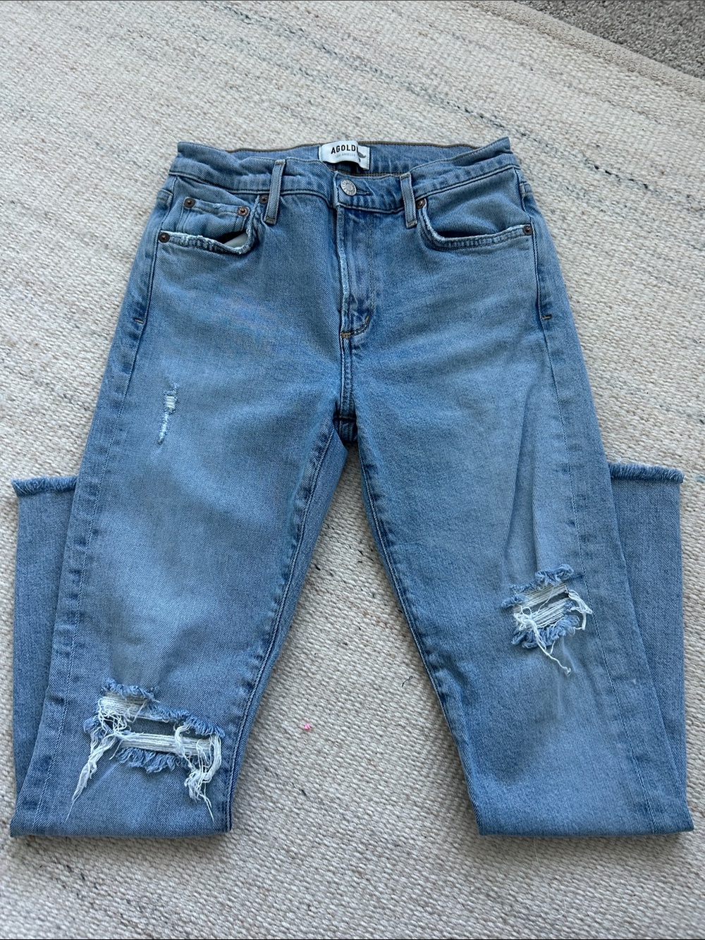AGOLDE Sophie Distressed Ankle Skinny Jeans Light Indigo 26